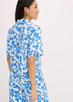 bonprix Bekleidung·Jacken & Mäntel|Blusen & Tuniken|Kurzarmbluse aus softem Viskose-Mix weiß bedruckt