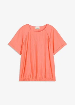 bonprix Bekleidung·Jacken & Mäntel|Blusen & Tuniken|Kurzarmbluse aus softem Viskose-Mix helllachs