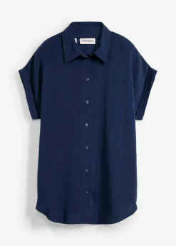 Kurzarmbluse mit recyceltem Polyester|bonprix