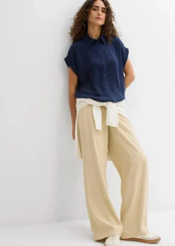 Kurzarmbluse mit recyceltem Polyester|bonprix