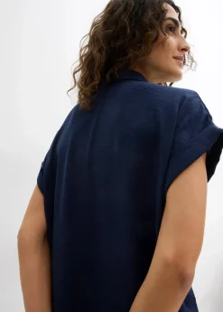 Kurzarmbluse mit recyceltem Polyester|bonprix