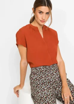 Kurzarmbluse mit verdeckter Knopfleiste|bonprix Online