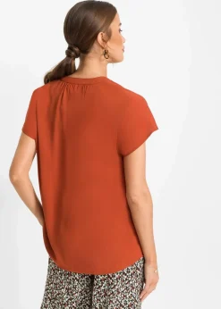 Kurzarmbluse mit verdeckter Knopfleiste|bonprix Online
