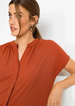 Kurzarmbluse mit verdeckter Knopfleiste|bonprix Online