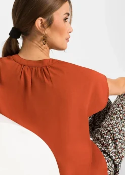 Kurzarmbluse mit verdeckter Knopfleiste|bonprix Online