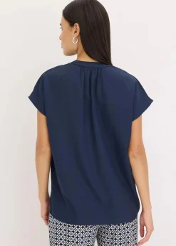Kurzarmbluse mit verdeckter Knopfleiste|bonprix Online