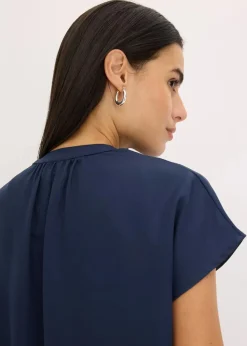 Kurzarmbluse mit verdeckter Knopfleiste|bonprix Online
