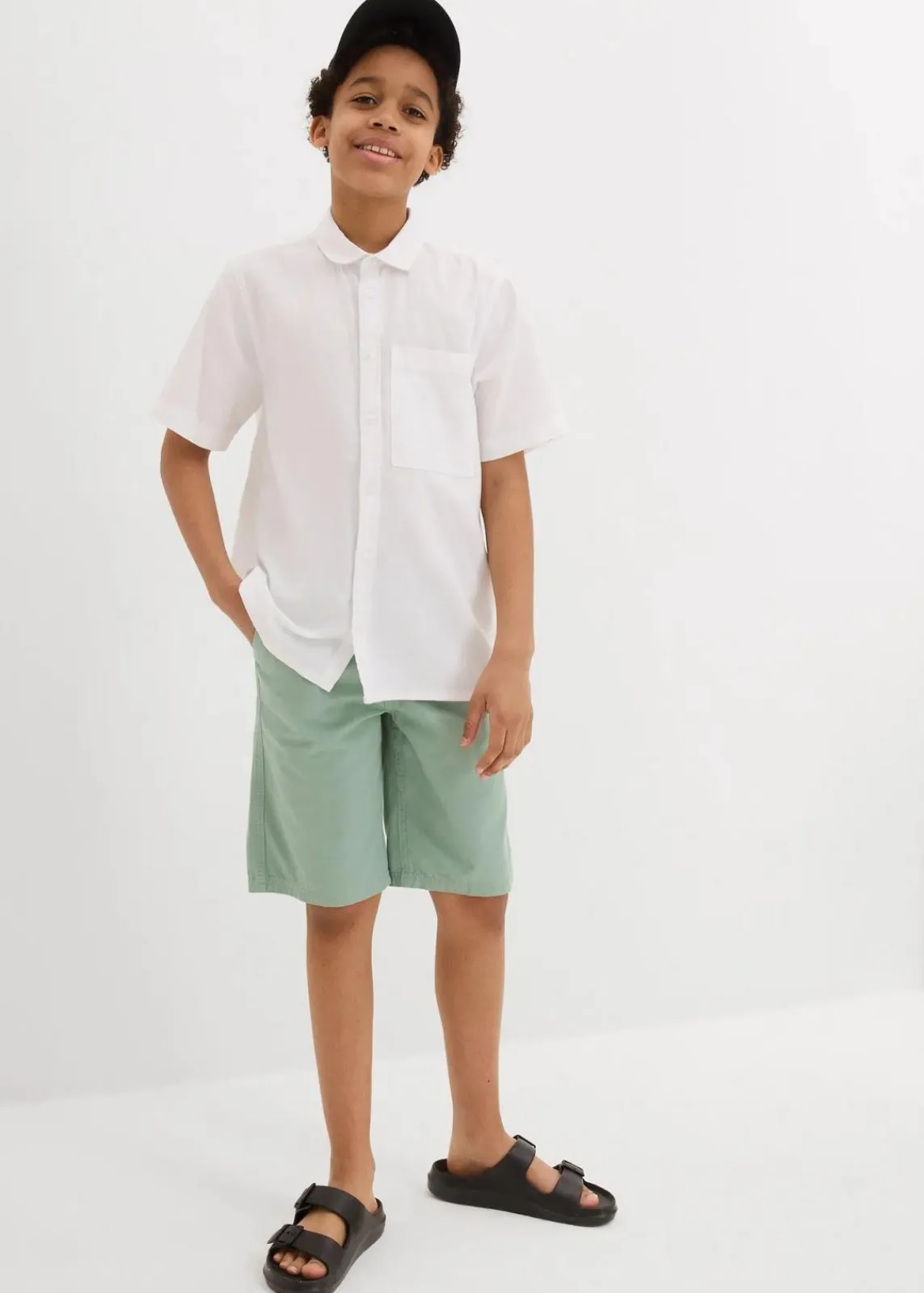 Kurzarmhemd aus luftigem Leinen-Mix|bonprix Sale