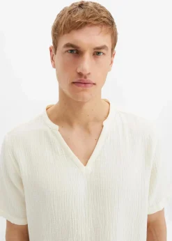 bonprix Große Größen|Hemden|Kurzarmhemd aus luftigem Musselin wollweiß