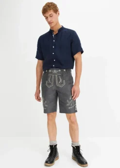 bonprix Hemden|Große Größen|Kurzarmhemd aus reinem Leinen dunkelblau