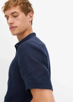 bonprix Hemden|Große Größen|Kurzarmhemd aus reinem Leinen dunkelblau