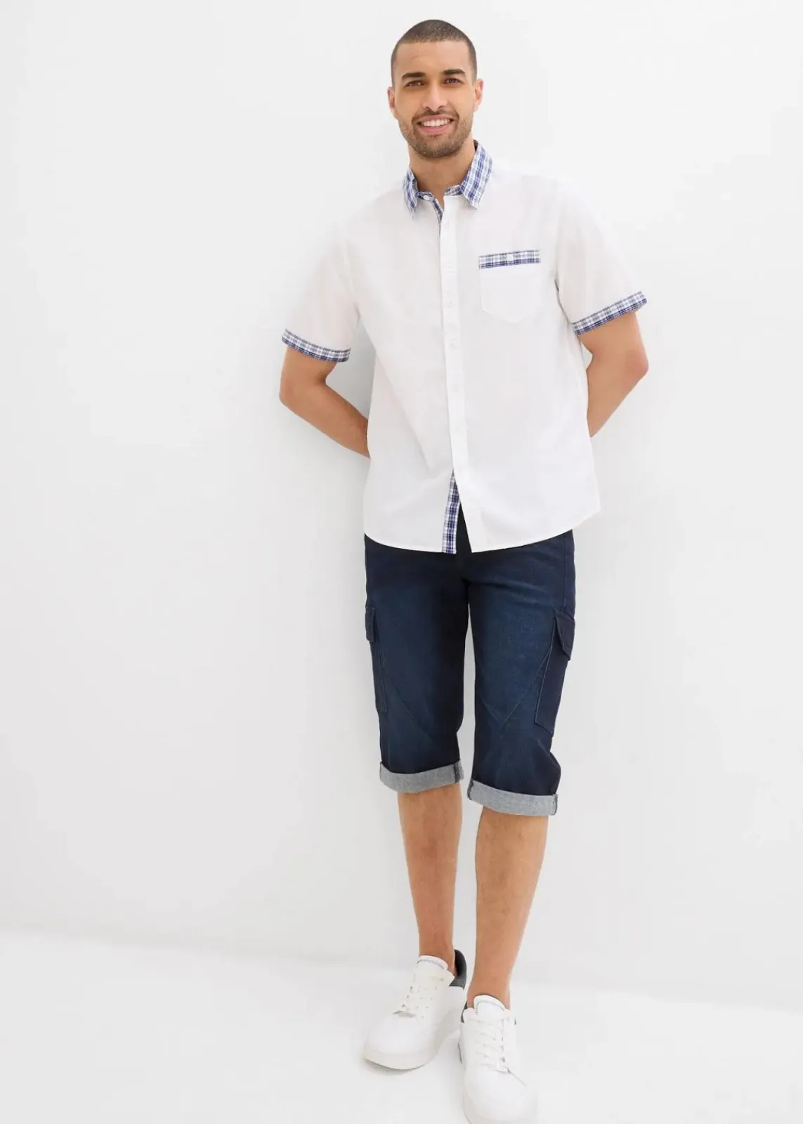 bonprix Große Größen|Hemden|Kurzarmhemd aus reiner Baumwolle weiß