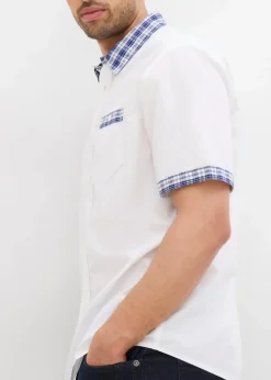 bonprix Große Größen|Hemden|Kurzarmhemd aus reiner Baumwolle weiß