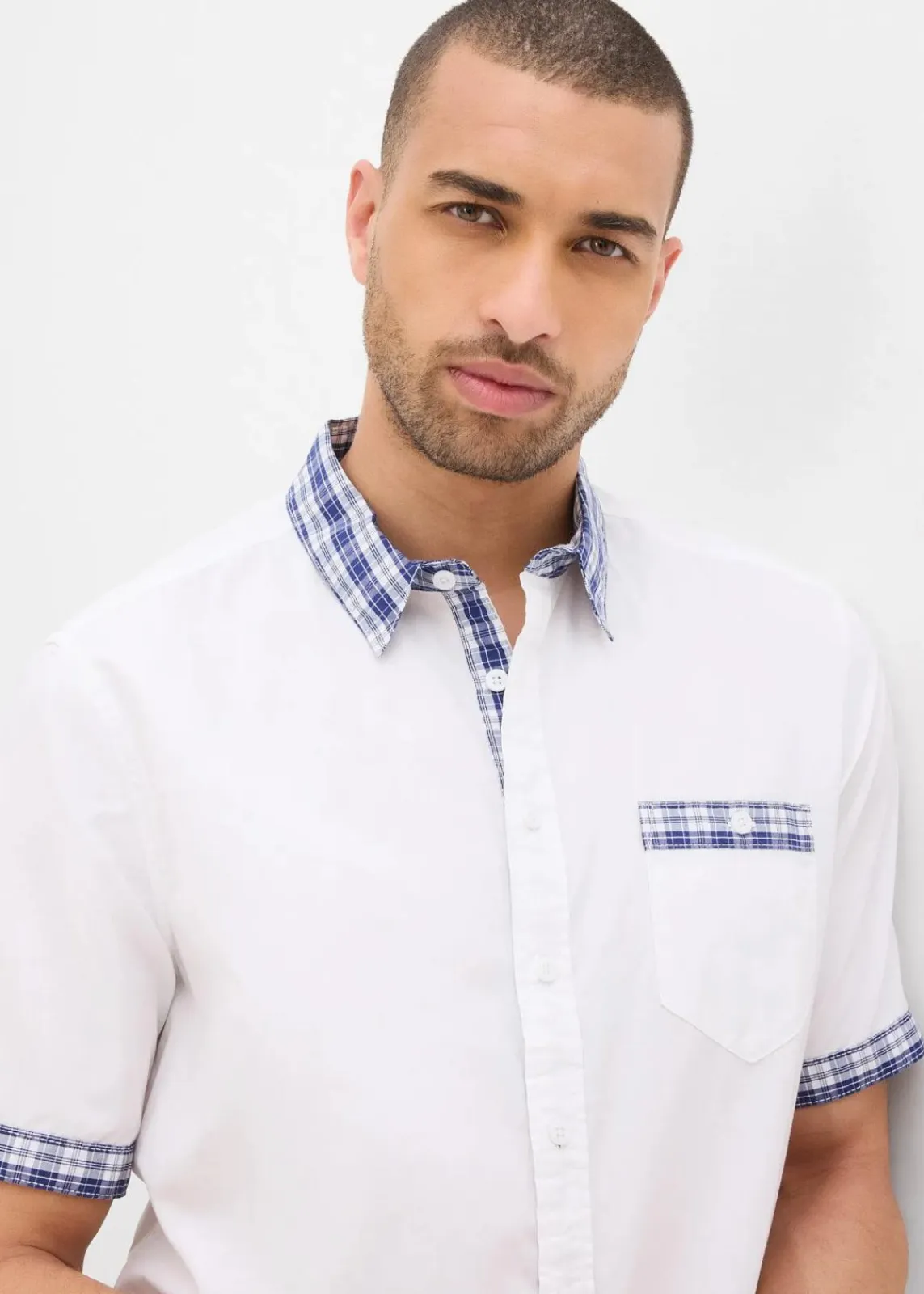 bonprix Große Größen|Hemden|Kurzarmhemd aus reiner Baumwolle weiß