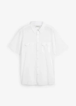 bonprix Hemden|Basics|Kurzarmhemd aus reiner Baumwolle weiß