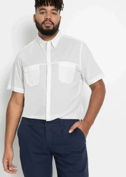 bonprix Hemden|Basics|Kurzarmhemd aus reiner Baumwolle weiß