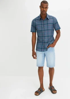 bonprix Große Größen|Hemden|Kurzarmhemd aus reiner Baumwolle blau kariert