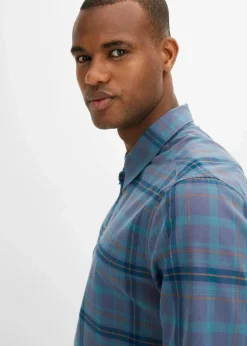 bonprix Große Größen|Hemden|Kurzarmhemd aus reiner Baumwolle blau kariert