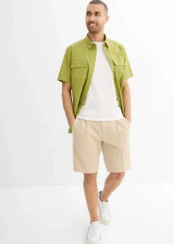 bonprix Hemden|Basics|Kurzarmhemd aus reiner Baumwolle goldoliv