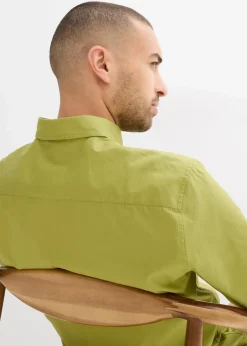 bonprix Hemden|Basics|Kurzarmhemd aus reiner Baumwolle goldoliv