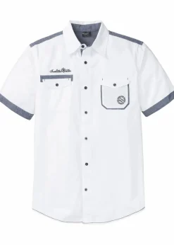 bonprix Hemden|Kurzarmhemd aus reiner Baumwolle weiß