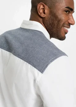 bonprix Hemden|Kurzarmhemd aus reiner Baumwolle weiß