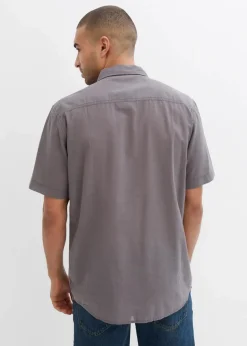 bonprix Hemden|Basics|Kurzarmhemd aus reiner Baumwolle rauchgrau