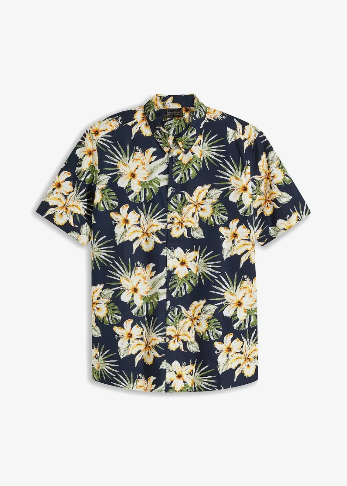bonprix Große Größen|Hemden|Kurzarmhemd aus reiner Baumwolle dunkelblau floral