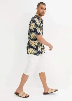 bonprix Große Größen|Hemden|Kurzarmhemd aus reiner Baumwolle dunkelblau floral