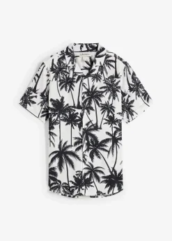 bonprix Jungen 9-16 Jahre·Anzüge & Hemden|Kurzarmhemd aus softer Viskose schwarz/weiß bedruckt