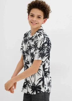 bonprix Jungen 9-16 Jahre·Anzüge & Hemden|Kurzarmhemd aus softer Viskose schwarz/weiß bedruckt