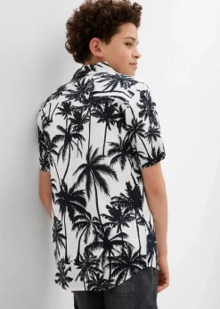 bonprix Jungen 9-16 Jahre·Anzüge & Hemden|Kurzarmhemd aus softer Viskose schwarz/weiß bedruckt