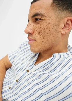 bonprix Große Größen|Hemden|Kurzarmhemd in Crinkle-Optik blau gestreift