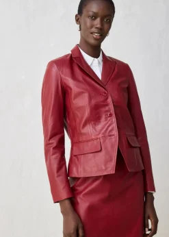 bonprix Bekleidung·Basics|Blazer|Kurzblazer aus Lammnappa kastanienrot