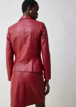 bonprix Bekleidung·Basics|Blazer|Kurzblazer aus Lammnappa kastanienrot