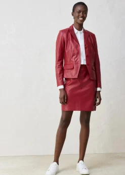 bonprix Bekleidung·Basics|Blazer|Kurzblazer aus Lammnappa kastanienrot