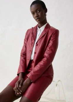 bonprix Bekleidung·Basics|Blazer|Kurzblazer aus Lammnappa kastanienrot