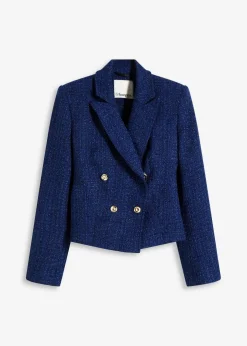 bonprix Blazer|Bekleidung·Basics|Kurzblazer aus softem Bouclé mitternachtsblau meliert