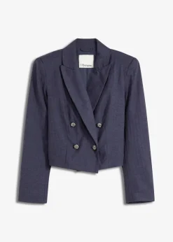 bonprix Bekleidung·Basics|Blazer|Kurzblazer mit markanten Schultern dunkelblau meliert
