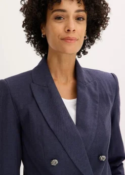 bonprix Bekleidung·Basics|Blazer|Kurzblazer mit markanten Schultern dunkelblau meliert