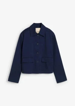 bonprix Bekleidung·Hosen|Zweiteiler & Sets|Kurze Übergangsjacke aus elastischem Bio-Baumwoll-Mix dunkelblau