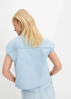 bonprix Bekleidung·Jacken & Mäntel|Blusen & Tuniken|Kurze Boxy-Jeansbluse eisblau denim used
