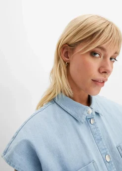 bonprix Bekleidung·Jacken & Mäntel|Blusen & Tuniken|Kurze Boxy-Jeansbluse eisblau denim used