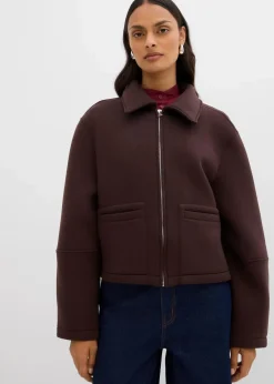 bonprix Bekleidung·Hosen|Jacken & Mäntel|Kurze Jacke aus Scuba dunkelbraun