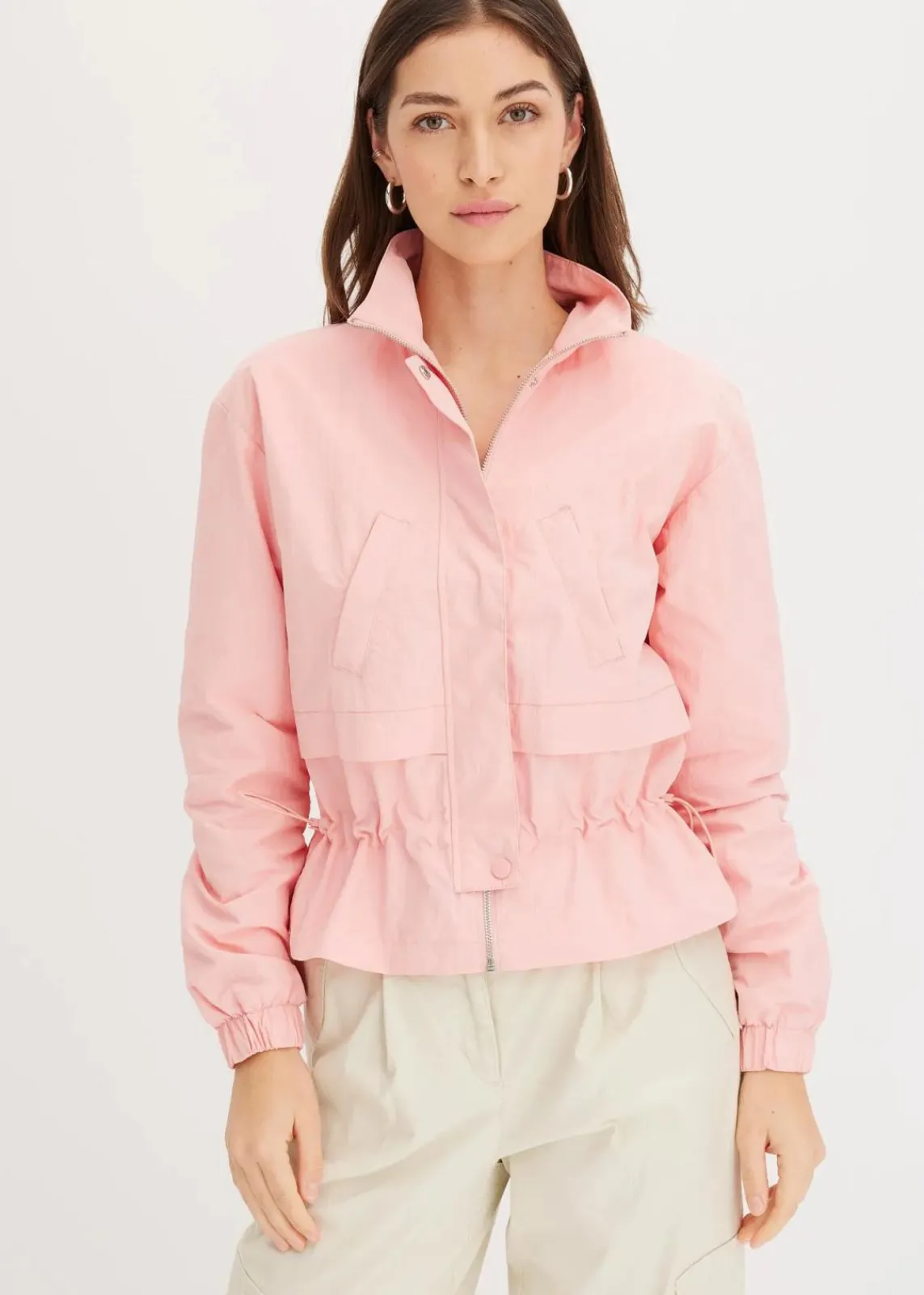 bonprix Bekleidung·Hosen|Jacken & Mäntel|Kurze Jacke mit Taillen-Tunnelzug softrosa