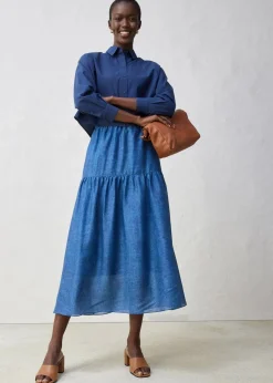 bonprix Blusen & Tuniken|Bekleidung·Jacken & Mäntel|Kurze Oversize Bluse mit Seidenanteil dunkelblau