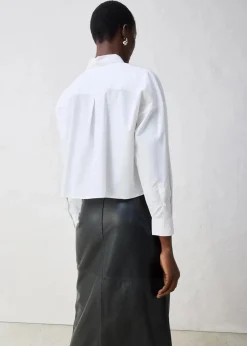 bonprix Bekleidung·Jacken & Mäntel|Blusen & Tuniken|Kurze Oversize Bluse mit Seidenanteil weiß