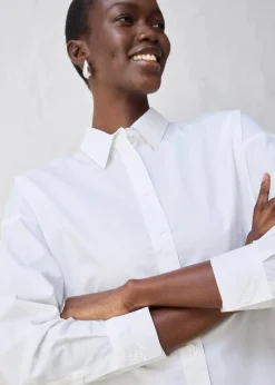 bonprix Bekleidung·Jacken & Mäntel|Blusen & Tuniken|Kurze Oversize Bluse mit Seidenanteil weiß