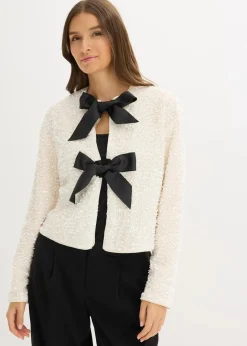 bonprix Jacken & Mäntel|Bekleidung·Hosen|kurze Pailletten-Jacke wollweiß