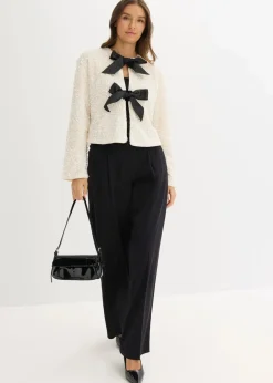 bonprix Jacken & Mäntel|Bekleidung·Hosen|kurze Pailletten-Jacke wollweiß